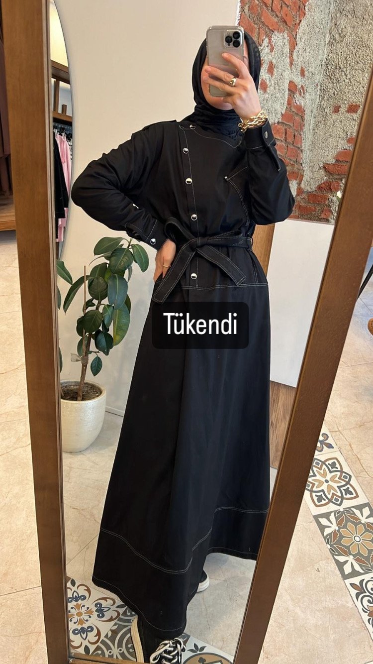Gabardin Kumaş Uzun Elbise Siyah Ceremony